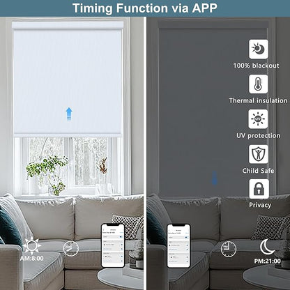 Bringnox No Drill Motorized Blinds with Remote,Blackout Windows,with Apple Homekit,Alexa,Google, with App,Voice Control Custom Size