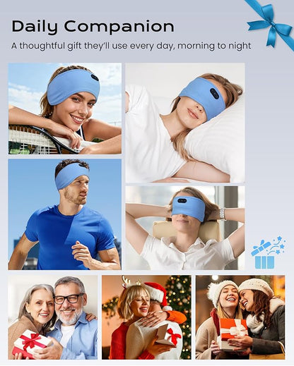 MUSICOZY Sleep Headphones Bamboo Cotton Headband, Wireless Bluetooth 5.4 Headphones for Sleeping Side Sleepers, Sleeping Headband for Men & Women, Ideal Gift for Travel, Workout, Yoga(Sky Blue)