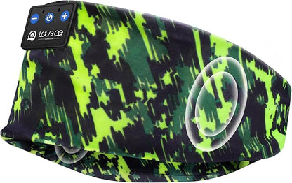 LOVE EYE Sleep Headphones Wireless Headband Headphones Bluetooth 5.4 for Side Sleeper Bluetooth Headband Earphones for Sports for tech Gadgets Gifts (Painting Green)