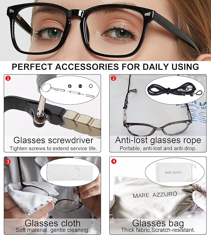 MARE AZZURO Computer Reading Glasses Women Blue Light Blocking Readers 0 1.0 1.25 1.5 1.75 2.0 2.25 2.5 2.75 3.0 3.5 4.0 5.0 6.0 (Black, 150)