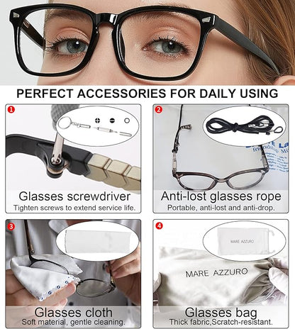 MARE AZZURO Blue Light Blocking Reading Glasses Women Computer Readers 0 1.0 1.25 1.5 1.75 2.0 2.25 2.5 2.75 3.0 3.5 4.0 5.0 6.0 (Black, 2.25)