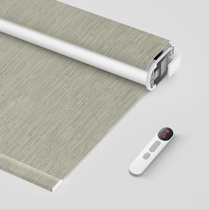 Bringnox No Drill Motorized Blinds with Remote,Blackout Windows,with Apple Homekit,Alexa,Google, with App,Voice Control Custom Size