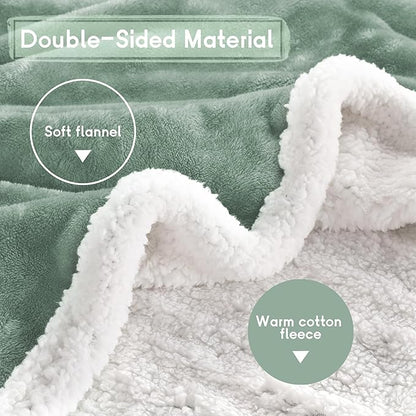 Heated Blanket Electric Blanket Full Size 72''x84'' with 9 Heating Levels, 1-10 Hour Auto Shut Off, Machine Washable, Flannel & Sherpa Soft Warming Blanket for Couch, Bed, Office - Light Green