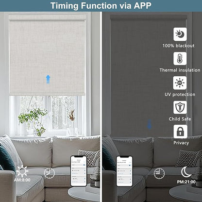 Bringnox No Drill Motorized Blinds with Remote,Blackout Windows,with Apple Homekit,Alexa,Google, with App,Voice Control Custom Size