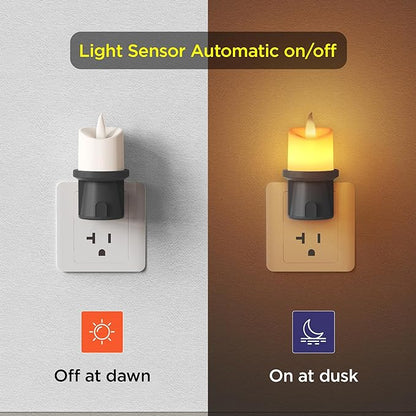 2-in-1 Plug in Night Light (2 Pack) - Dual Mode: Sensor & Remote Control - Modern Farmhouse Black Candle Wall Sconce for Industrial Decor, Hallway, Halloween (Black, 2 Pack)