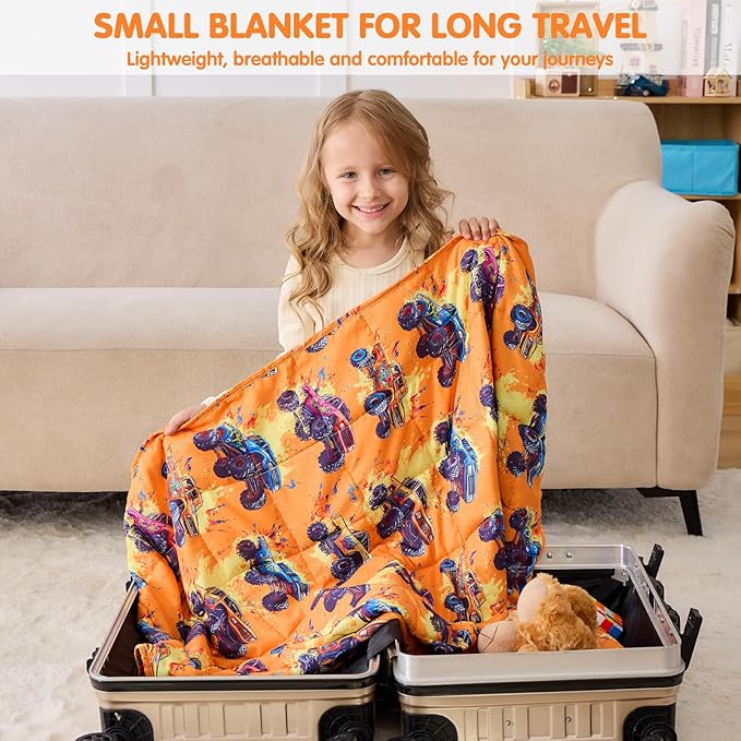 yescool Truck Car Weighted Blanket 5 Pounds Cooling Weighted Lap Blanket, Heavy Blanket for Sleeping, Breathable Weighted Throw Blanket Gift for 40-60lbs, 36"x48"