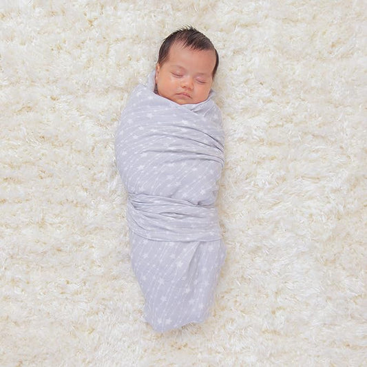 Comfy Cubs Muslin Swaddle Blankets Pack of 4, 47 x 47 Inches, Soft Cotton Baby Blanket Set, Large Multipurpose Swaddling Wraps for Newborns - Self-Soothing Swaddle - Grey