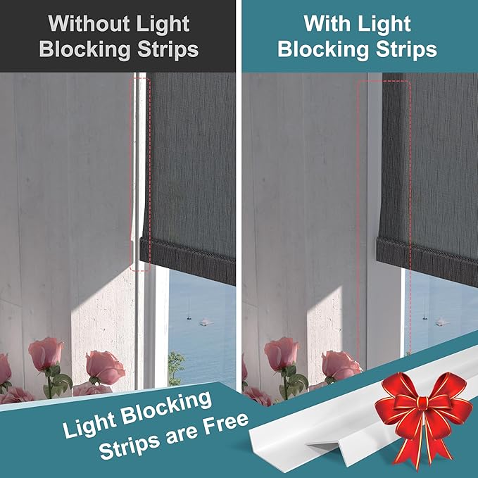 BERISSA Motorized Blinds with Remote,Light Filtering Smart Roller Shades with App,Voice Control,See-Through Fabric,Thermal Insulated Automatic Blinds,Electric Shades with USB/Solar Pannel.Solar Black