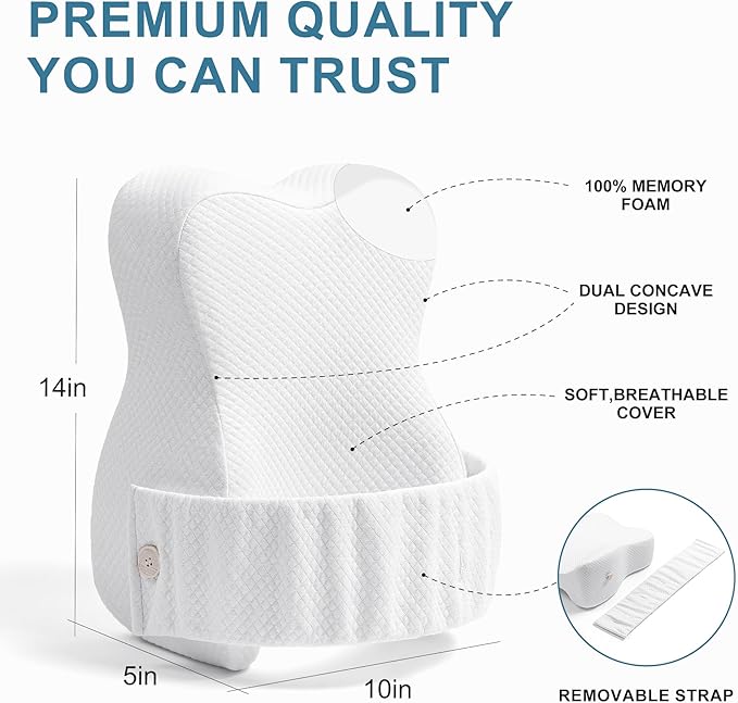 Knee Pillow for Side Sleepers,Leg Pillows for Sciatica,Knees,HIPS,Joints Between Legs,Back Pain Relief When Side Sleeping Spine Alignment Support for Knee Surgery Recovery,Removable Strap