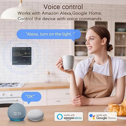 Tuya WiFi Smart 4 Channel 7-32V Relay Switch Module,Dry Contact,Passive Output,Wireless Relay Controller with External Switch Pin,Compatible with Alexa Google Home