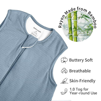 Rayon Made from Bamboo Toddler Sleep Sack with Feet 1.0 Tog Breathable Sleep Sack 6-12 Months Ultra Soft Baby Wearable Blanket with Legs Unisex Sleeping Bag with 2-Way Zipper