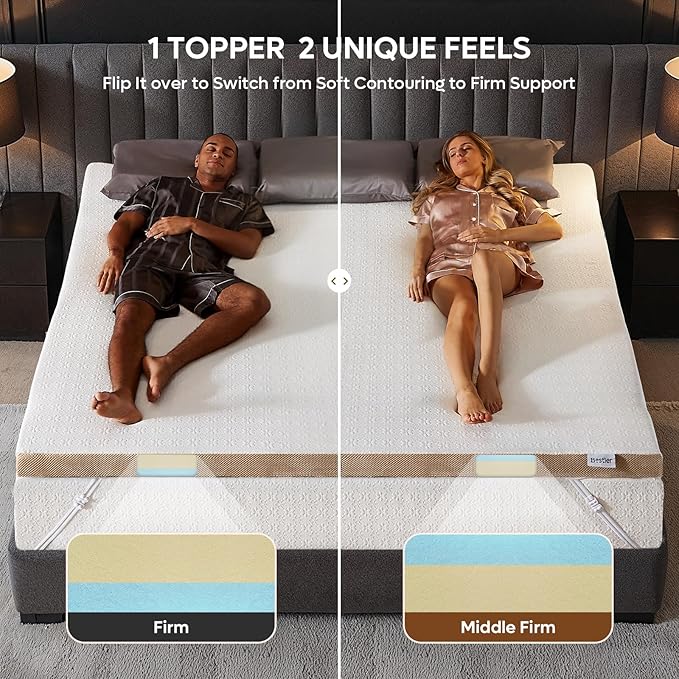 Bestier 3 Inch Gel Memory Foam Mattress Topper Full Size - Cooling Bed Pad for Back Pain Relief, Pressure Dispersing Mattress Pad for Bedroom RV, College Dorm (54x74 Inch)