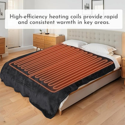 Electric Heated Blanket 72"x84" Full Size Flannel Heated Blanket, Cozy & Warm for All Night, 4 Heat Settings & 10 Hours Auto Off, Machine Washable, Iron Grey