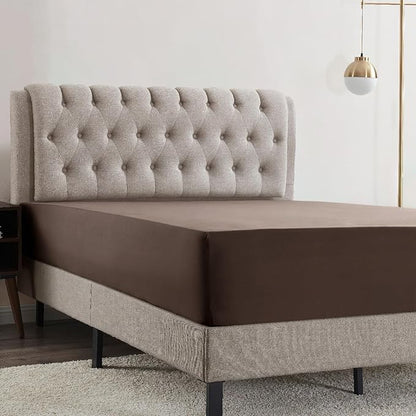 Empyrean 2 Pack Twin Fitted Sheets - Ultra Soft Microfiber, Deep Pocket, Fits 14-16 Inch Mattress, Wrinkle & Fade Resistant, Shrinkproof, Breathable & Durable, Perfect for Twin Beds, Chocolate Brown