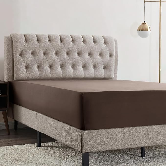 Empyrean 2 Pack California King Fitted Sheets - Deep Pocket, Fits 14-16 Inch Mattress, Ultra Soft Microfiber, Wrinkle-Free & Fade Resistant, Shrinkproof Sheets, Chocolate Brown