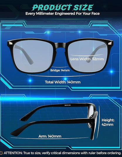 2 Packs Professional Sleep Glasses with 97.6% Blue Light Blocking Dual AR Coatings Clear Lens, Computer Gaming Glasses for Men Women, Anti Fatigue & Eye Strain