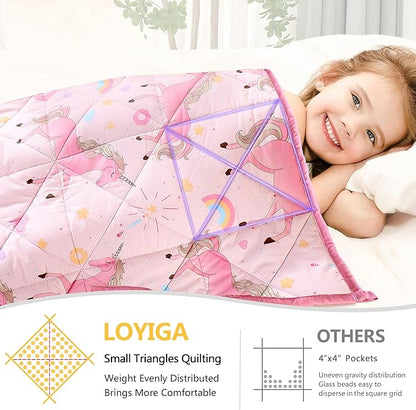 LOYIGA Weighted Blanket with Removable Duvet Case 3lbs 36” x 48”,Reversible Heavy Blanket (Pink)