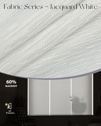 Graywind Motorized Light Filtering Shades Compatible with Alexa Google Hardwired WiFi Smart Half Shading Remote Control Automated Blinds Electric Window Shades, Custom Size (Jacquard White)