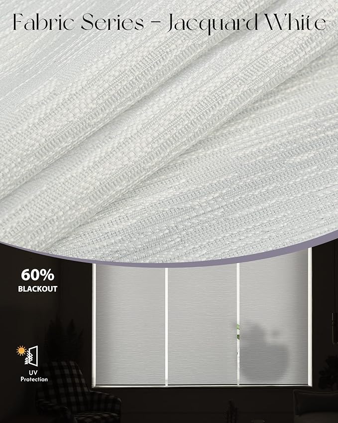 Graywind Motorized Light Filtering Shades Compatible with Alexa Google Rechargeable Remote Control Smart Blinds Automatic Window Shade with Valance for Home Office, Custom Size (Jacquard White)