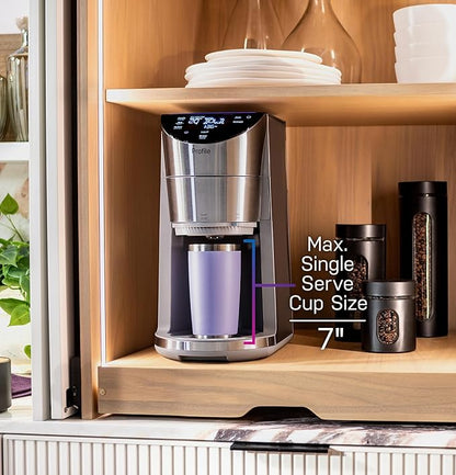 GE Profile Smart Grind & Brew Coffee Maker w/Podless Single Serve, 90oz Water Reservoir, 10 Cup Thermal Carafe, Voice Control, Adjustable Burr Grinder, SCA Certified, Barista-Quality, Stainless Steel