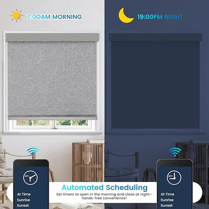 Motorized 100% Blackout Roller Shades – Custom Smart Blinds with Remote, Rechargeable Battery or Plug-in Motor, Tuya WiFi Optional, Home & Office Automatic Window Shades (Espresso Brown/CH9568)