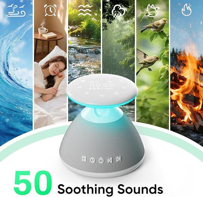 White Noise Sound Machine for Sleeping, 50 Non-Looping Soothing Sounds, 7 Color Night Light with Adjustable Brightness, Timer & Alarm Clock, Touch Screen Control for Baby, Kids, Adults, Home