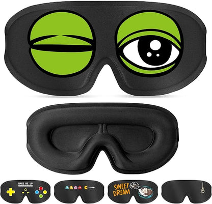 Funny 3D Zero Pressure Sleep Eye Mask for Men Women Side Sleeper, Adjustable Blackout Soft Breathable Eye Masks for Travel Nap Night Sleep, Humorous Gift Stocking Stuffers (Frog)