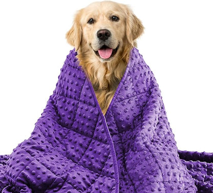 Yescool Purple Weighted Blanket for Dogs, 3 lb Thunder Blankets Shirt for Dogs, 36 x 48 inch Medium Puppy Blanket for 20-45lb, Weighted Pet Blankets for Thunderstorms, Fireworks and Construction Noise