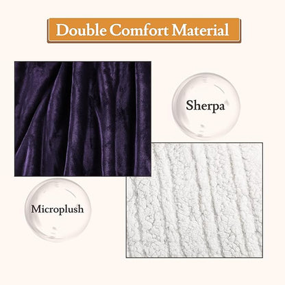 Electric Heated Blanket 62"x84" Twin Size Flannel & Sherpa - 4 Heat Settings & 10H Auto Shut Off for Safe Overnight Use, Fast Heating, Machine Washable for Bed, Couch, Office - Purple