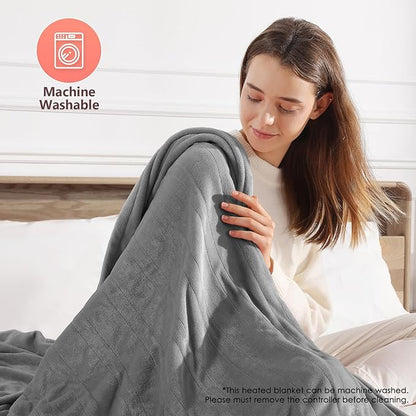 Electric Blanket Queen Heated Blanket Queen Size 84''X 90'' Soft Cozy Flannel with Dual Controller Heating Blanket of 5 Heating Level & 10 Hour Auto Off, ETL & FCC Certified, Machine Washable