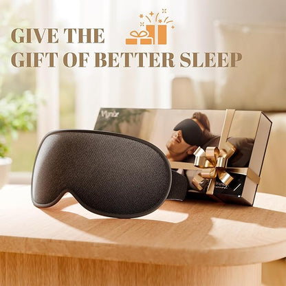 Sleep Mask for Men Women - 100% Blackout Eye Masks for Sleep, Zero Pressure 3D Sleeping Mask, Adjustable Light Blocking Eye Cover Blindfold for Travel, Nap, Night Work, Office - Gray