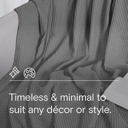 DOZ Waffle Bed Blanket, 50% Viscose Derived from Bamboo and 50% Cotton Blend, Throw Blanket for Couch and Sofa, Lightweight, Ultra Soft, Breathable, Summer Blanket (Storm, King/Cal King (104"x90"))
