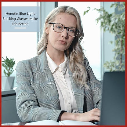 Henotin 4 Pack Ladies Reading Glasses Blue Light Blocking Spring Hinge Readers Anti Eyestrain Computer Eyeglasses (Multicolor-4, 1.25)