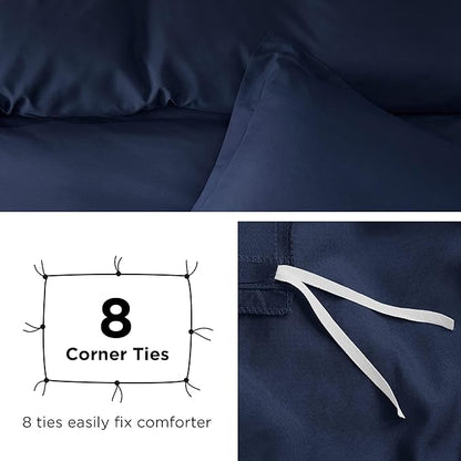Bedsure Duvet Cover California King Size - Soft Double Brushed Bedding Set for Kids & Adults, Zipper Closure, 3 Pieces, Includes 1 Duvet Cover (104"x98") & 2 Pillow Shams, NO Comforter, Navy Blue