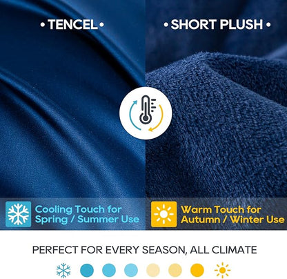 Weighted Blanket King Size 25lbs(88''x104'', Dual-Sided), Reversible King Weighted Blanket with Cozy Warm Velvet & Cooling Tencel Fabric for Adults & Couple All Season - Carry Bag Included, Navy Blue