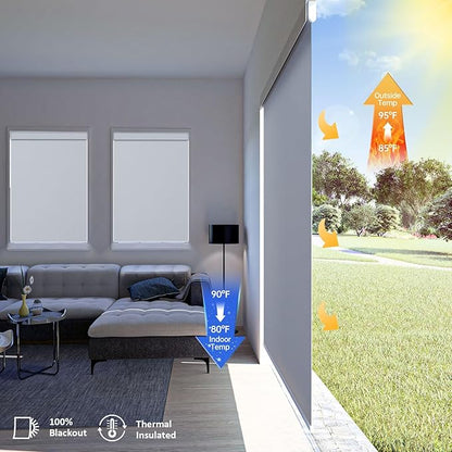 Motorized Blinds with Remote, Smart Shades with Solar Panel, Thermal Blackout Electric Blinds, Automatic Shades for Windows Compatible with Alexa,White-39 x 72