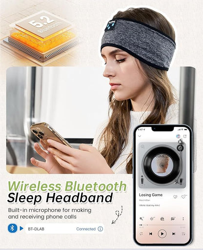 Perytong Sleep Headphones Bluetooth Headband Sleeping Headphones Wireless Sleep Headband with Comfortable Earbuds for Side Sleepers, Sleeping Eye Mask for Women Men Workout Running