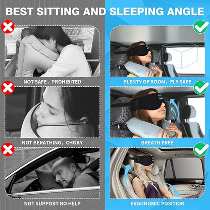 Joythink Sleep Headphones Headband Sleep Mask Eye Mask 3D Deep Bluetooth for Sleeping Blackout Washable Music Eye Cover with Speaker Microphones Black