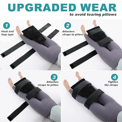 TYYIHUA Hip Abduction Pillow - Memory Foam Hip replacement pillow for postoperative and fracture use - with short plush Pillow Cover,Black