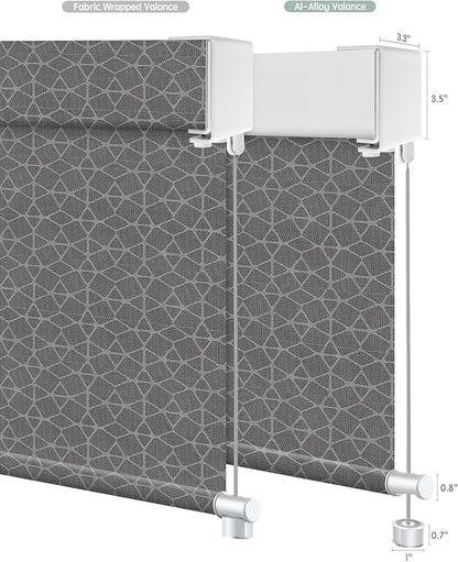 Yoolax Customized Motorized Outdoor Shades, Smart Blinds Compatible with Alexa Google, Remote Control Waterproof Blinds for Patio Porch Windows Outside (3% Openness Geometric Black)