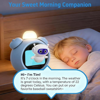 AI Kids Alam Cleck with Voice Control, Children's Focus Ready to Rise Sleep Trainer, AI Assistant Smart Cleck, Sound Machine OK to Wake for Toddlers Kids, Digital Partner for Girls Boys
