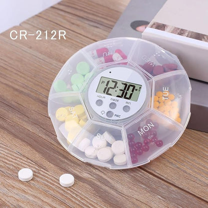 Smart Medication Organizer, Automatic Pill Dispenser, 7 Compartment Timer Box for Medicine Management, Portable Pill Storage, Elderly Care Tool, Hospital Travel Nursing Home Reminder Device