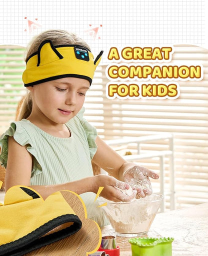 KIDSBAND Kids Headphones, Bluetooth Headband for Kids with Wired Playback 3.5 MM Jack for School, Travel
