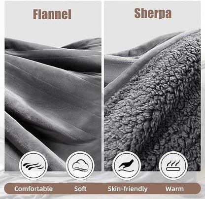 Heated Throw Blanket, 50''X60'' Electric Blanket with 23 Heat Levels & 12H Timer, Machine Washable Fast Heating Heated Blanket, Overheat Protection, Soft Flannel Sherpa Heating Blanket(Dark Gray)