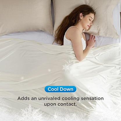 Bedsure Off White Cooling Blanket Twin XL for Hot Sleepers - Summer Cold Blanket with Rayon Derived from Bamboo for Twin Size Bed, Ice Cool Cold Lightweight Arc-Chill Thin Summer Bedding, 60x90