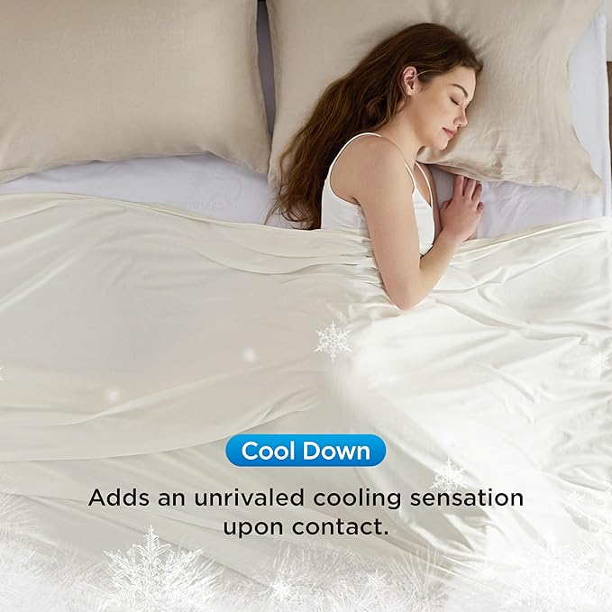 Bedsure Off White Cooling Blanket King Size for Hot Sleepers - Summer Cold Blanket for King Size Bed with Rayon Derived from Bamboo, Ice Cool Cold Arc-Chill Thin Summer Bedding Essentials, 108x90