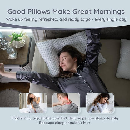 Lussi & Company Orthopedic Pillow - 20x26” Adjustable Cervical Neck Pillow for Sleeping, (Pack of 1) Ergonomic & Rectangular Memory Foam Pillow for Neck Support - Patent Pending