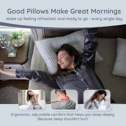 Lussi & Company Orthopedic Pillow - 20x26” Adjustable Cervical Neck Pillow for Sleeping, (Pack of 1) Ergonomic & Rectangular Memory Foam Pillow for Neck Support - Patent Pending