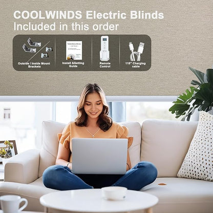 Motorized Blinds with Remote Cordless Automatic Motorized Shades Custom Blinds for Windows Smart Curtains Compatible with Alexa Google Home(Blackout Sweet Latte,W38 x H72in)