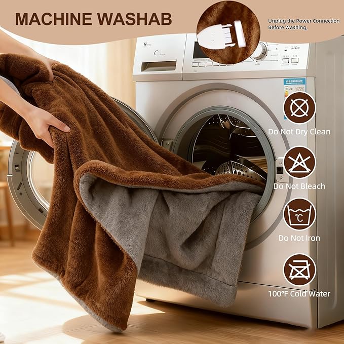 Heated Blanket Queen Size, 84"x90" Electric Heating Soft Dual-Sided Flannel Machine Washable Blanket, 12 Heat Levels & 12 Hours Auto Off, Soft Warm Flannel Blanket, Overheat Protection with ETL & FCC